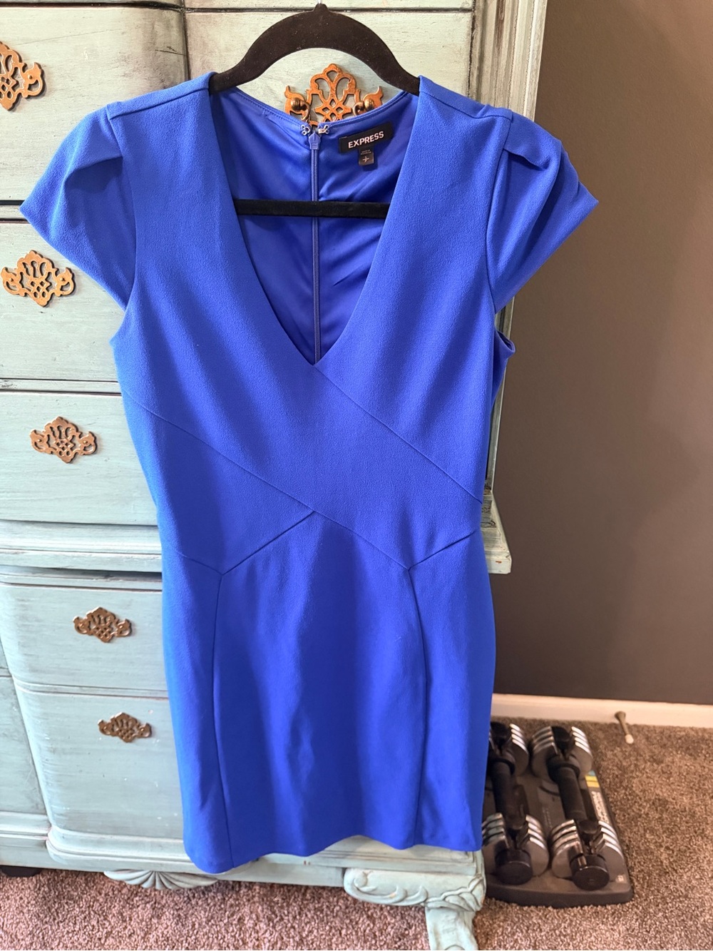 Express Royal Blue V-Neck Sheath Dress